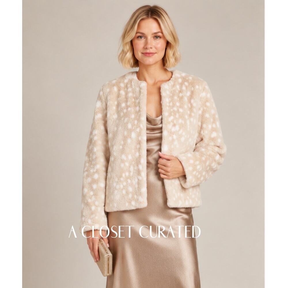 Rachel Parcell Print Faux Fur Jacket Medium NEW